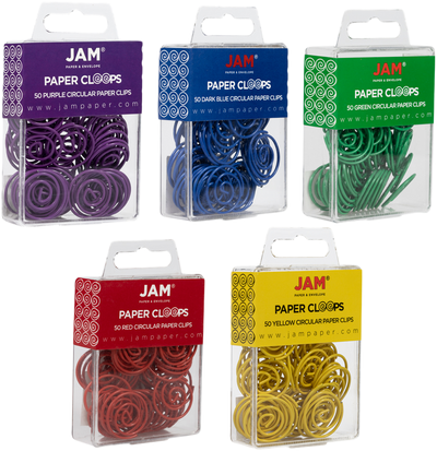 Primary Assorted Circular "Cloops" Paper Clips - 5 Packs of 50