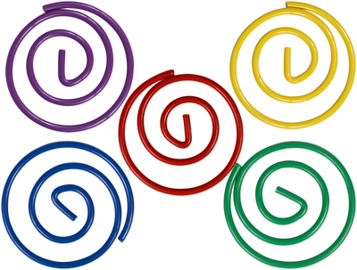 Primary Assorted Circular "Cloops" Paper Clips - 5 Packs of 50