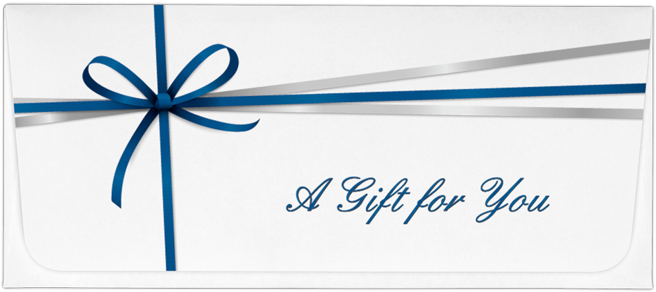 Blue Bow with Silver Gift for You 28lb Currency Money Envelopes (2 7/8 x 6 1/2)