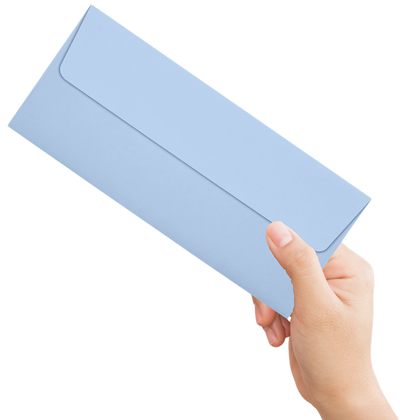 Baby Blue 32lb #10 Square Flap Envelopes (4 1/8 x 9 1/2) with Peel & Seal