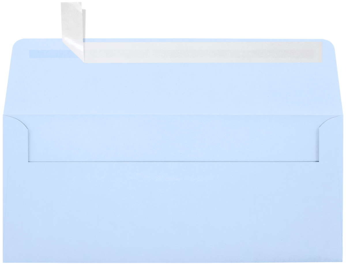 Baby Blue 32lb #10 Square Flap Envelopes (4 1/8 x 9 1/2) with Peel & Seal