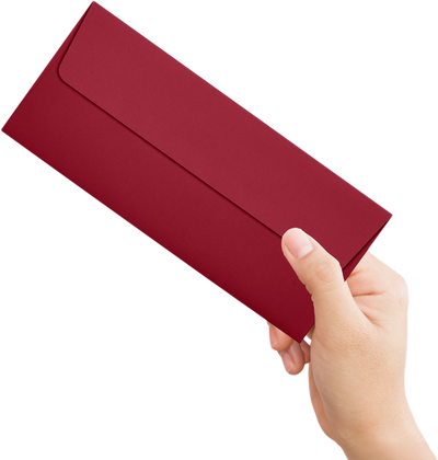 Garnet Dark Red 32lb #10 Square Flap Envelopes (4 1/8 x 9 1/2) with Peel & Seal