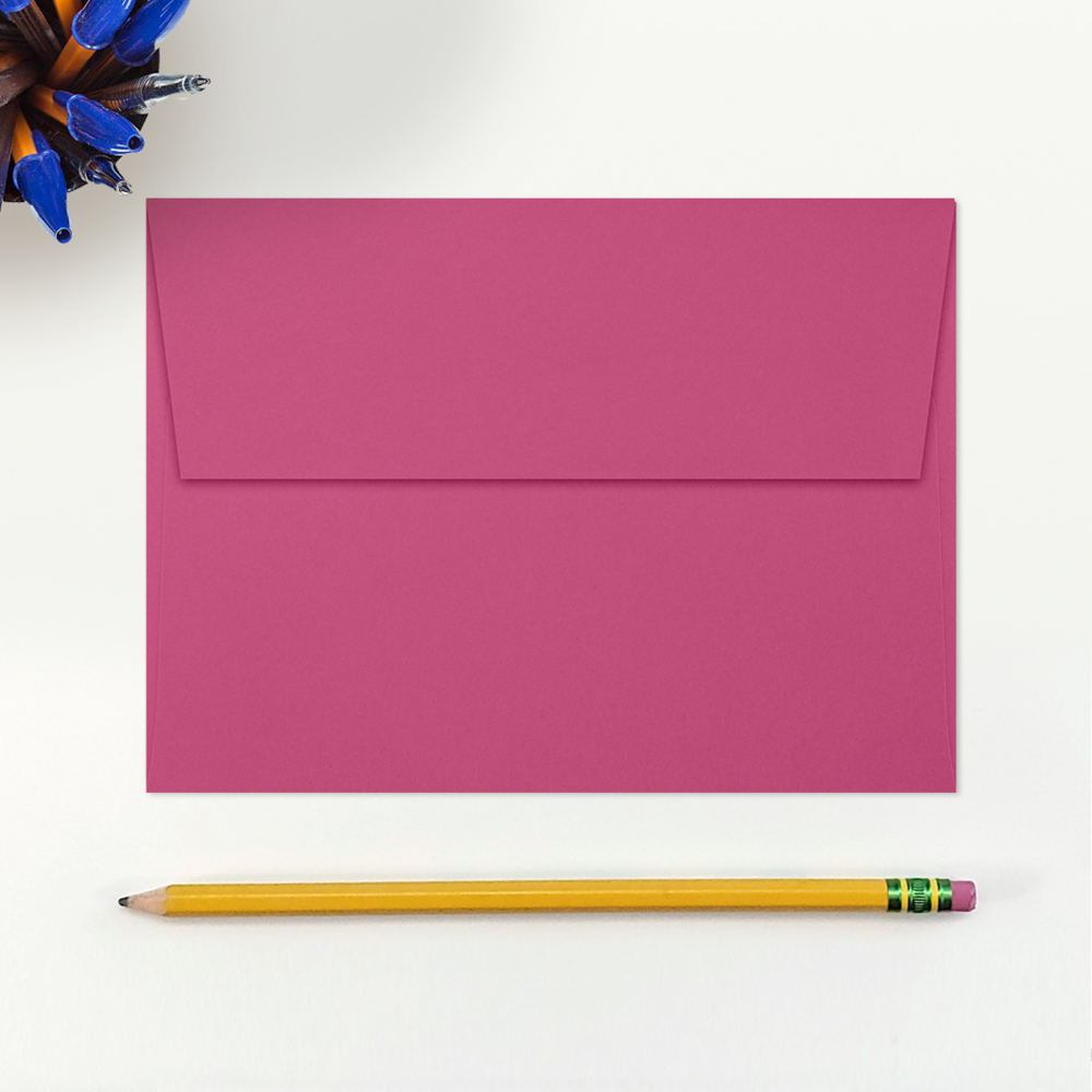Fuchsia Pink Magenta 32lb A7 Invitation Envelopes (5 1/4 x 7 1/4) with Peel & Seal