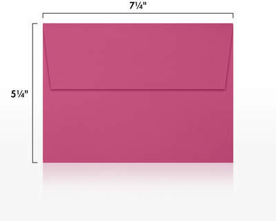 Fuchsia Pink Magenta 32lb A7 Invitation Envelopes (5 1/4 x 7 1/4) with Peel & Seal