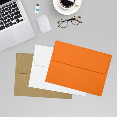 Mandarin Orange 32lb A7 Invitation Envelopes (5 1/4 x 7 1/4) with Peel & Seal