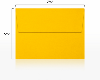 Sunflower Yellow 32lb A7 Invitation Envelopes (5 1/4 x 7 1/4) with Peel & Seal