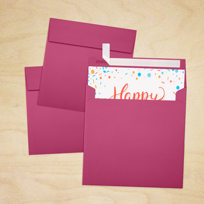 Fuchsia Pink Magenta 32lb 5 1/2 x 5 1/2 Square Envelopes with Peel & Seal