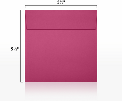 Fuchsia Pink Magenta 32lb 5 1/2 x 5 1/2 Square Envelopes with Peel & Seal