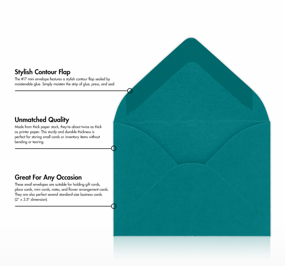 Teal Blue 32lb #17 Mini Envelopes (2 11/16 x 3 11/16)