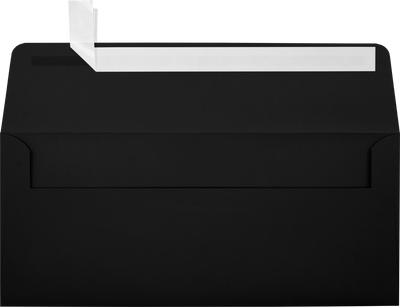 Smooth Midnight Black 32lb #10 Square Flap Envelopes (4 1/8 x 9 1/2) with Peel & Seal