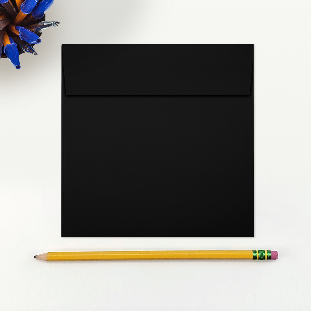 Smooth Midnight Black 32lb 5 1/2 x 5 1/2 Square Envelopes with Peel & Seal