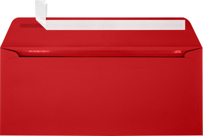 Red 32lb #10 Full Face Window Envelopes (4 1/8 x 9 1/2) with Peel & Seal