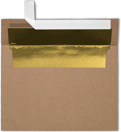 Grocery Bag with Gold Foil Lining 28lb A7 Invitation Envelopes (5 1/4 x 7 1/4) with Peel & Seal