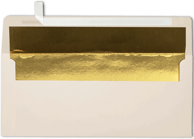 Natural with Gold Foil Lining 28lb #10 Square Flap Envelopes (4 1/8 x 9 1/2) with Peel & Seal