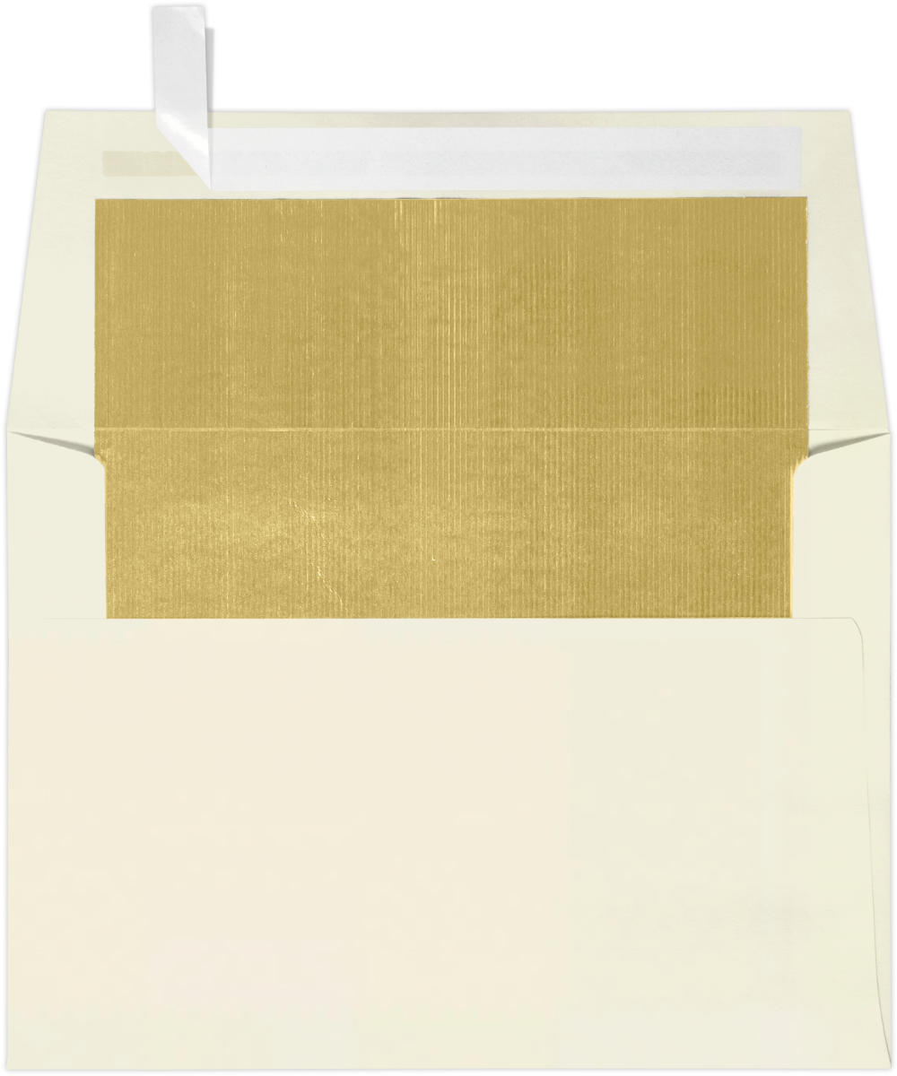 Natural with Gold Foil Lining 28lb A6 Invitation Envelopes (4 3/4 x 6 1/2) with Peel & Seal