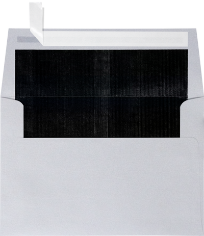 Silver with Black Foil Lining 32lb A4 Invitation Envelopes (4 1/4 x 6 1/4) with Peel & Seal