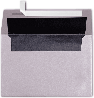 Silver with Black Foil Lining 32lb A4 Invitation Envelopes (4 1/4 x 6 1/4) with Peel & Seal
