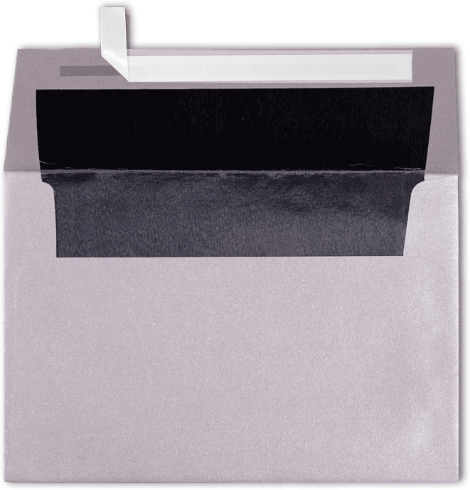 Silver with Black Foil Lining 32lb A4 Invitation Envelopes (4 1/4 x 6 1/4) with Peel & Seal