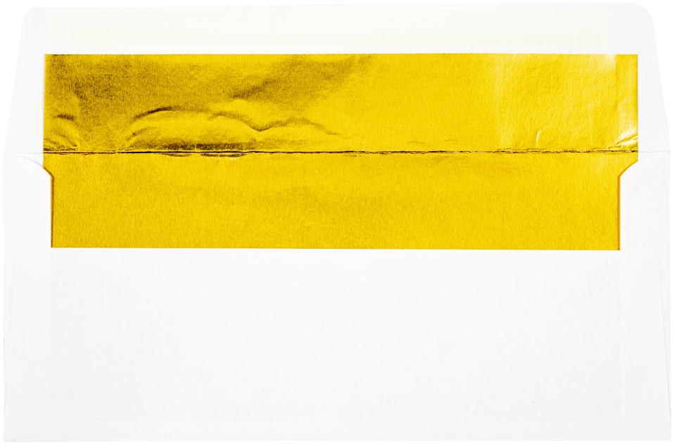 White with Gold Foil Lining 24lb #10 Square Flap Envelopes (4 1/8 x 9 1/2) with Peel & Seal
