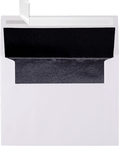 White with Black Foil Lining 32lb A2 Invitation Envelopes (4 3/8 x 5 3/4) with Peel & Seal