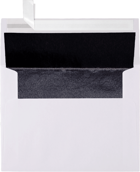 White with Black Foil Lining 32lb A2 Invitation Envelopes (4 3/8 x 5 3/4) with Peel & Seal