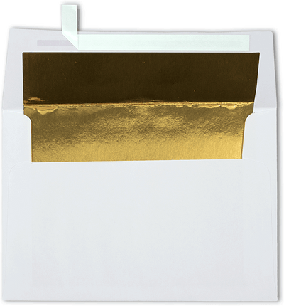 White with Gold Foil Lining 24lb A4 Invitation Envelopes (4 1/4 x 6 1/4) with Peel & Seal
