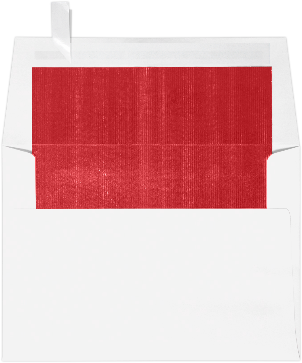 White with Red Foil Lining 24lb A6 Invitation Envelopes (4 3/4 x 6 1/2) with Peel & Seal