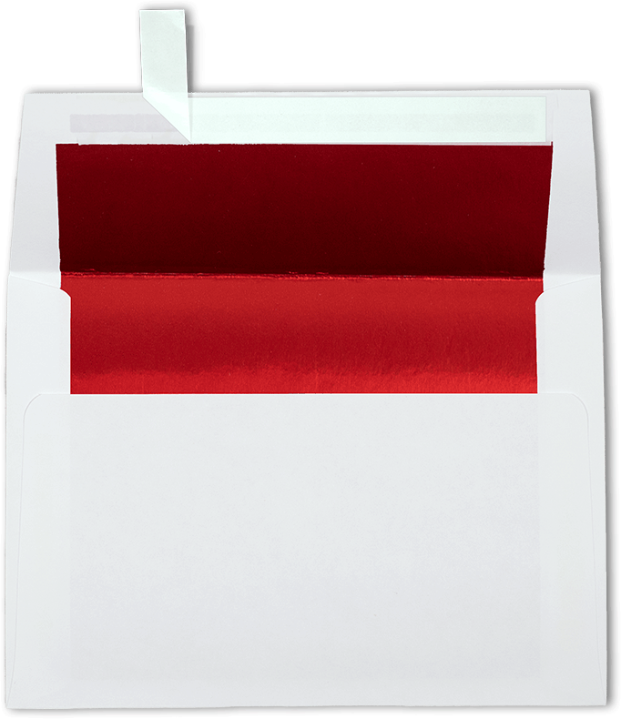 White with Red Foil Lining 24lb A6 Invitation Envelopes (4 3/4 x 6 1/2) with Peel & Seal