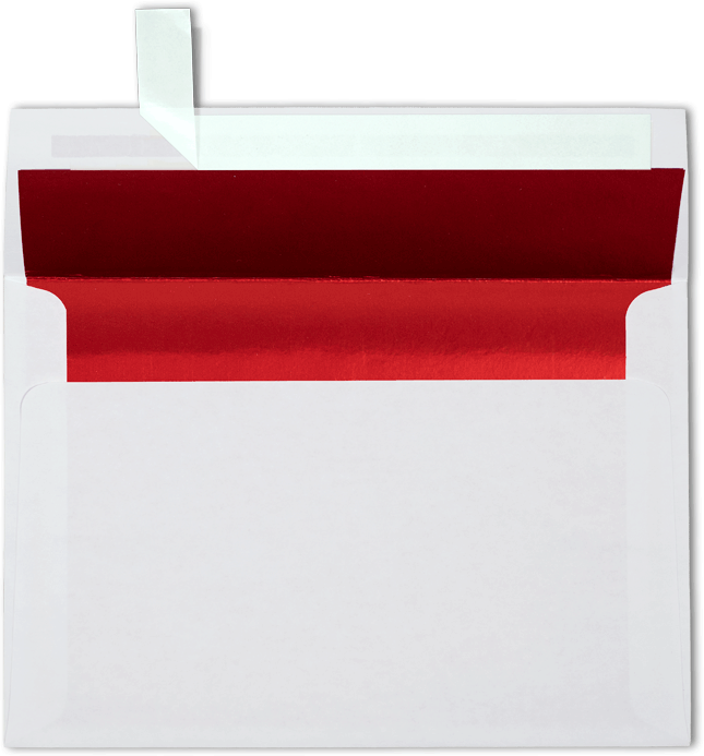 White with Red Foil Lining 24lb A8 Invitation Envelopes (5 1/2 x 8 1/8) with Peel & Seal