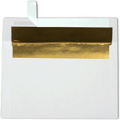 White with Gold Foil Lining 24lb A9 Invitation Envelopes (5 3/4 x 8 3/4) with Peel & Seal