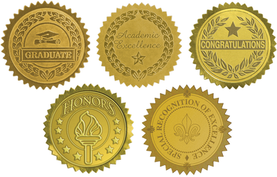 Gold Congratulations 1 1/2 Inch Embossed Foil Seals