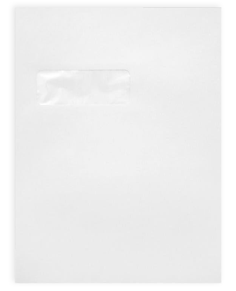 9 x 12 Open End Window Envelopes with Peel & Seal - White 28lb