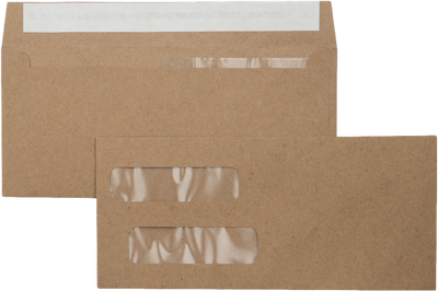 Grocery Bag 28lb #10 Invoice Double Window (4 1/8 x 9 1/8) Envelopes with Peel & Seal