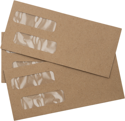 Grocery Bag 28lb #10 Invoice Double Window (4 1/8 x 9 1/8) Envelopes with Peel & Seal