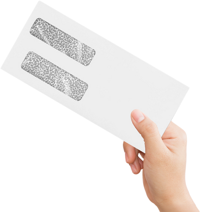 White with Security Tint 24lb #10 Invoice Double Window (4 1/8 x 9 1/8) Envelopes with Peel & Seal