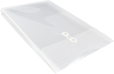 Clear Legal Open End Plastic Envelopes (9 3/4 x 14 1/2) with Button & String