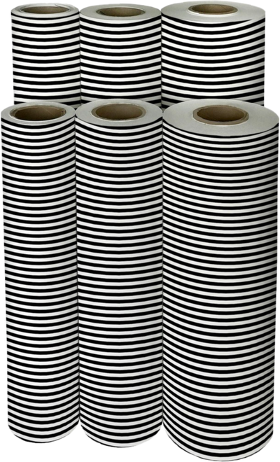 Black White Stripe Bulk Wrapping Paper (416 Sq Ft)