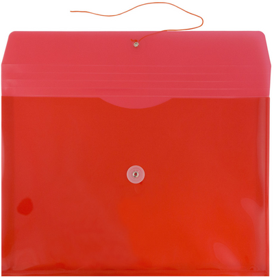 Red Letter Booklet Plastic Envelopes (9 3/4 x 13) with Button & String