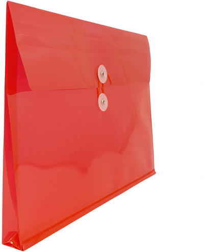 Red Letter Booklet Plastic Envelopes (9 3/4 x 13) with Button & String