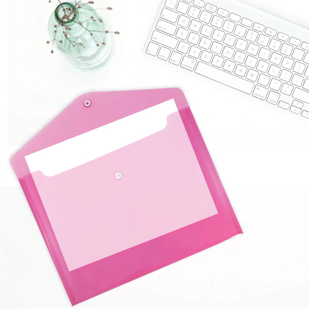 Assorted Letter Booklet Plastic Envelopes (9 3/4 x 13) with Snap Closure - 6 Pack