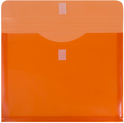 Orange Letter Booklet with 1" Expansion Plastic Envelopes (9 3/4 x 13) with Hook and Loop Closure