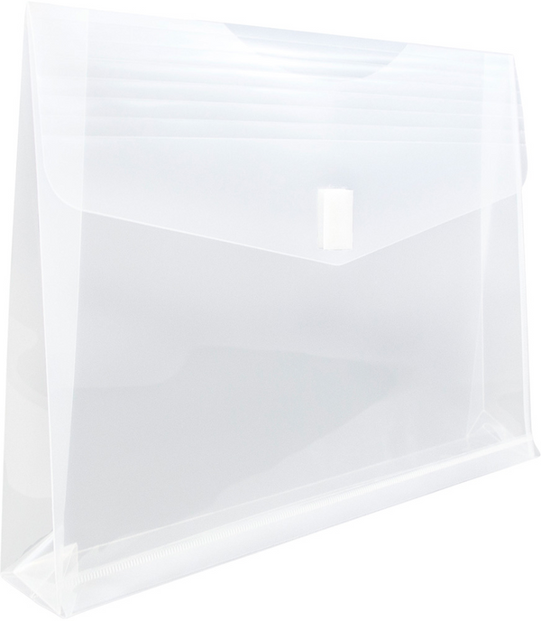 Clear Plastic Envelope w/ 2 Expansion & Hook & Loop Closure - Envelopes