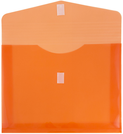 Orange Letter Booklet with 2" Expansion Plastic Envelopes (9 3/4 x 13) with Hook and Loop Closure