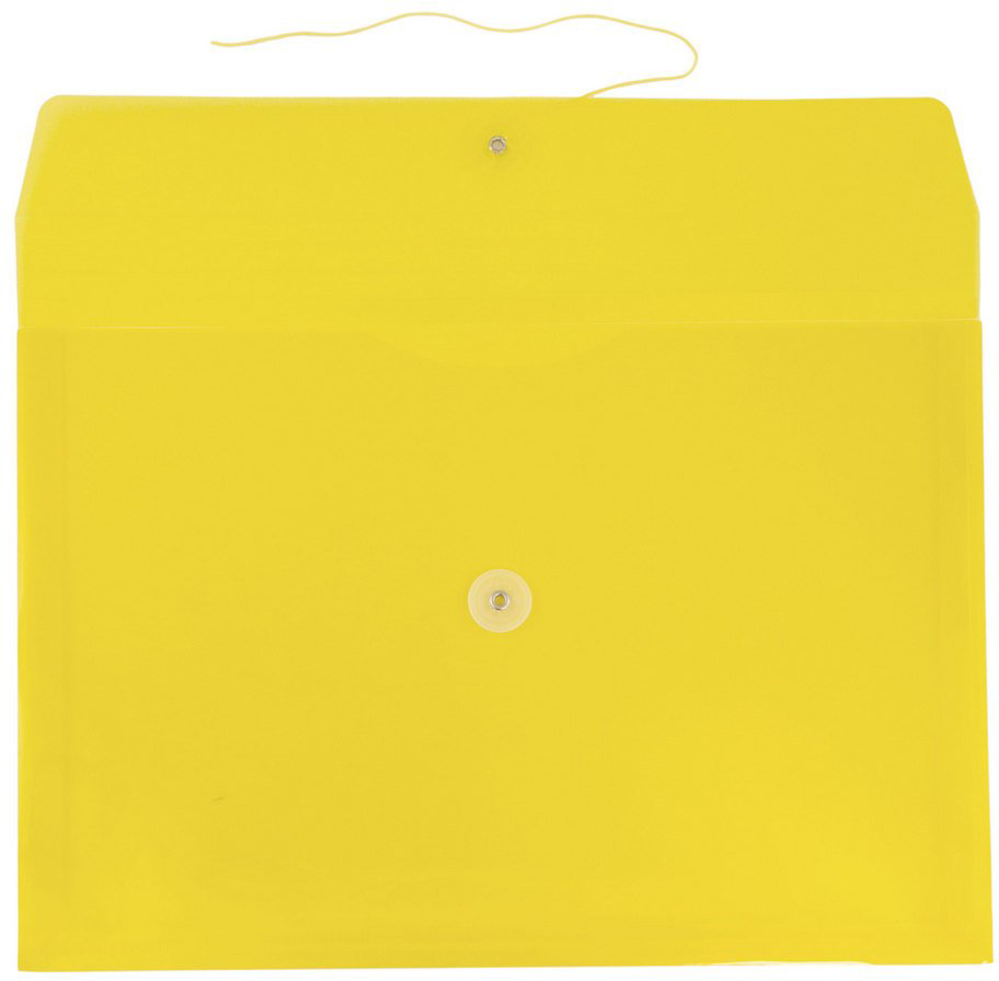 Yellow Legal Open End Plastic Envelopes (9 3/4 x 14 1/2) with Button & String
