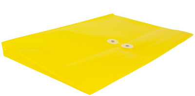 Yellow Legal Open End Plastic Envelopes (9 3/4 x 14 1/2) with Button & String