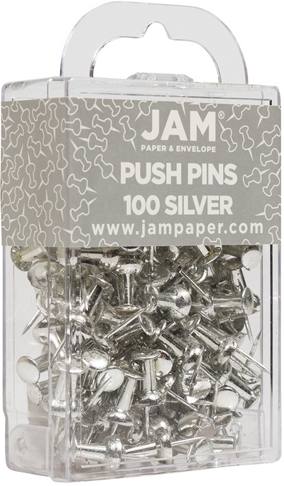 Silver Pushpins - 100 Pack