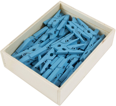 Blue Medium 1 1/8 Inch Wood Clips - 50 Pack