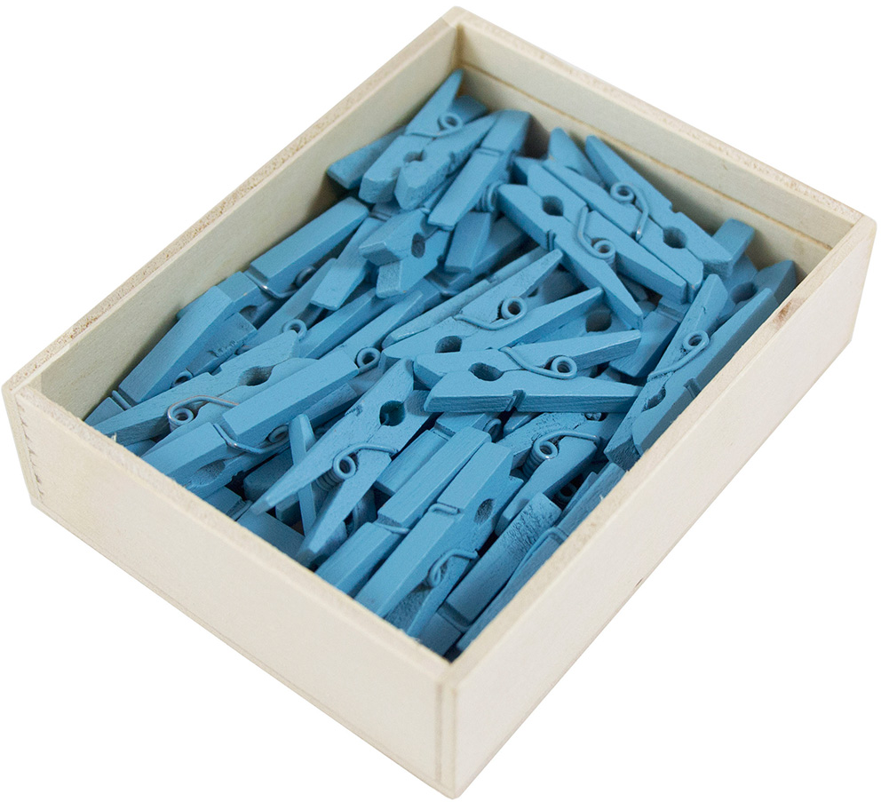 Blue Medium 1 1/8 Inch Wood Clips - 50 Pack