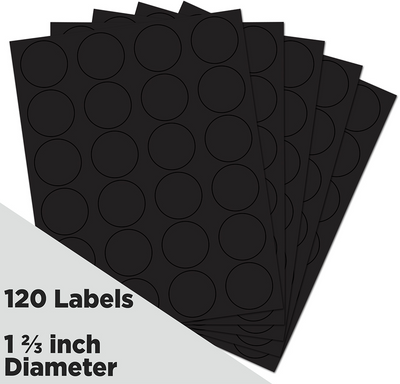 Black Medium 1 2/3 Inch Round Labels