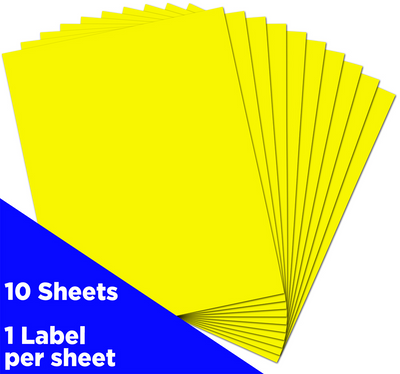 Neon Yellow 8 1/2 x 11 Full Sheet Shipping Labels